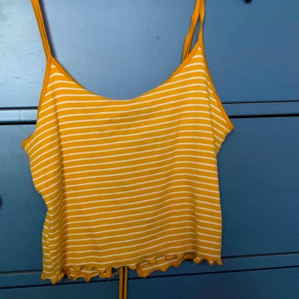 Yellow and white striped tank top